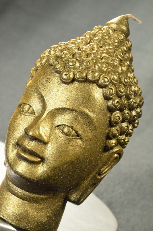 Buddha-Kerze in Goldmetallic, Höhe: 15 cm, VIDEO ANSEHEN