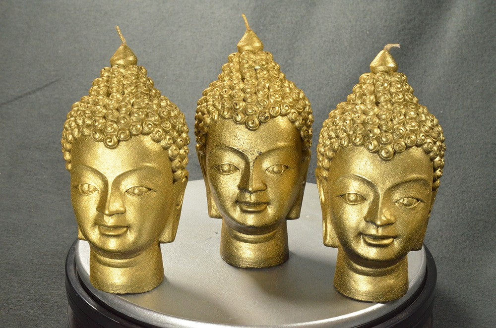 Buddha-Kerze in Goldmetallic, Höhe: 15 cm, VIDEO ANSEHEN