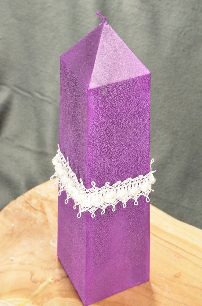 XXL Obelisk kaars, 34 cm in PAARS POLYMICO H; 34 cm