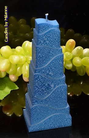 Toren Kaars, BLAUW POLYMICO, hoogte: 21cm