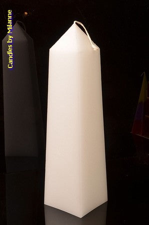 Obelisk Kaars XXL, WIT perl wit, hoogte: 34cm