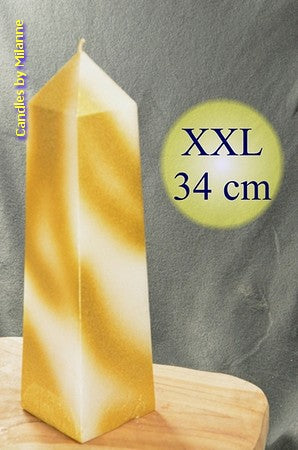 XXL Obelist kaars, 34 cm in GOUD / WIT H: 34 cm